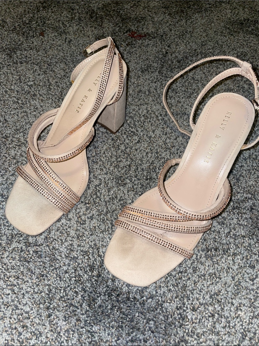 Kelly & Katie Nude Strappy Block Heel Sandals